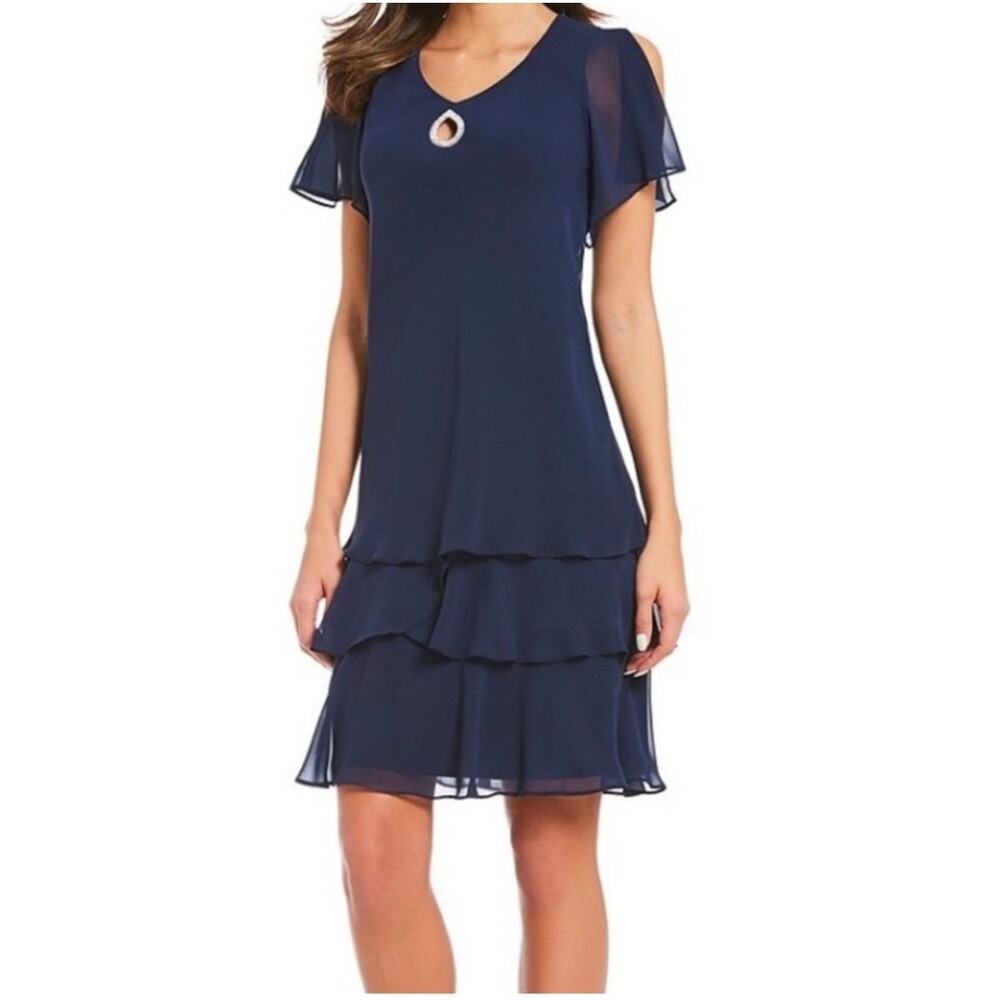Marina Flutter Sleeve Tiered Shift Dress NWT
